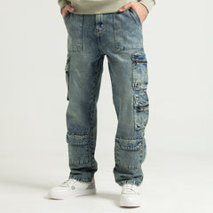 بنطال جينز واسع الساق وجيوب - JN-914-W25