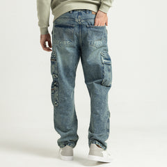 بنطال جينز واسع الساق وجيوب - JN-914-W25