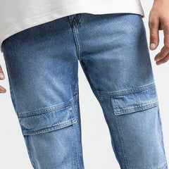 بنطلون جينز واسع الساق أساسي بجيبين - JN-601