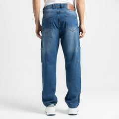 بنطلون جينز واسع الساق أساسي بجيبين - JN-595