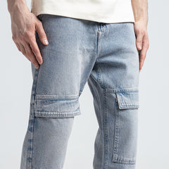 بنطلون جينز واسع الساق أساسي بجيبين - JN-601