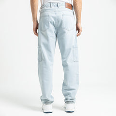 بنطلون جينز واسع الساق أساسي بجيبين - JN-595