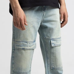 بنطلون جينز واسع الساق أساسي بجيبين - JN-601