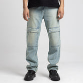 بنطلون جينز واسع الساق أساسي بجيبين - JN-601