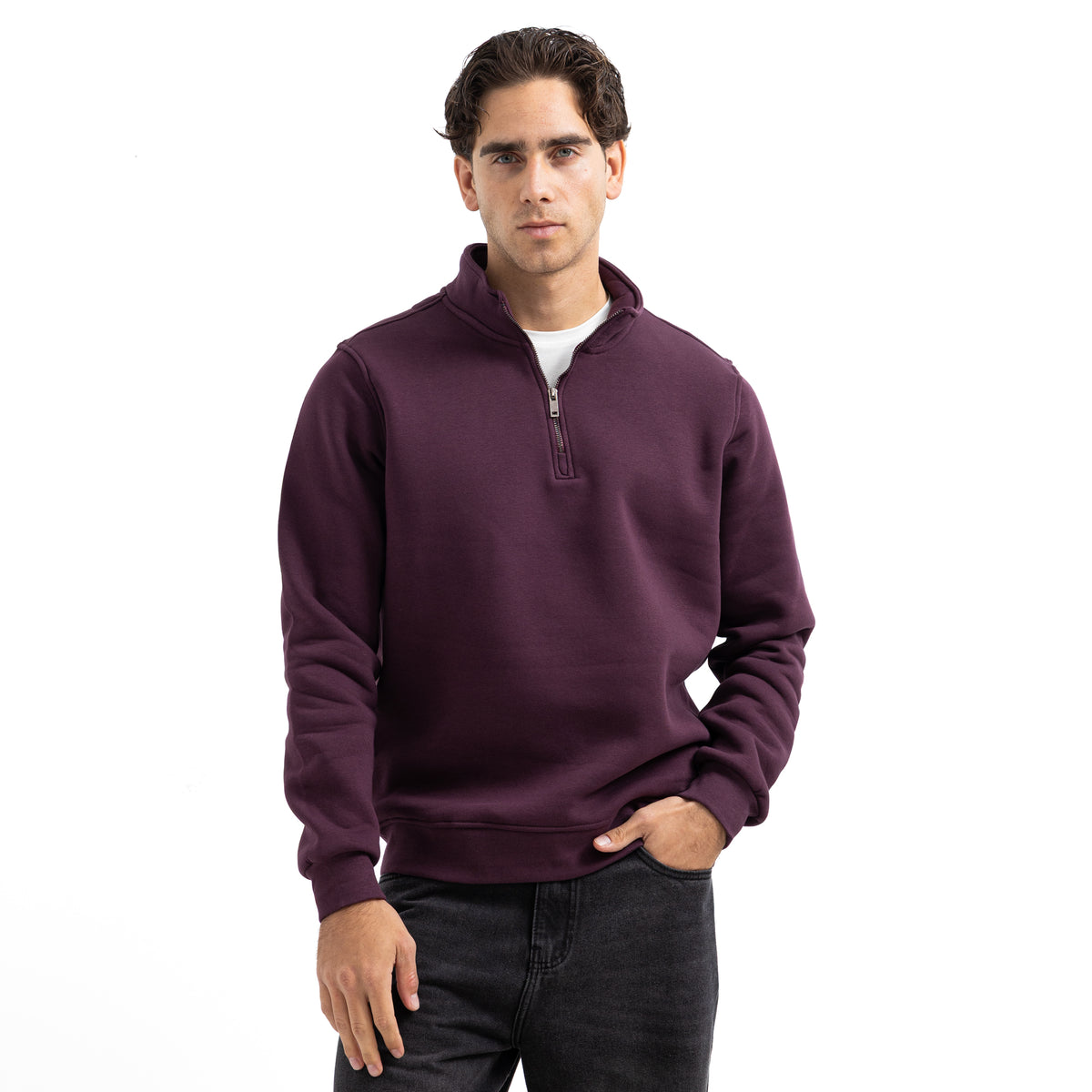 Sweatshirt Quarter Zipper Basic SWS-000369-W27