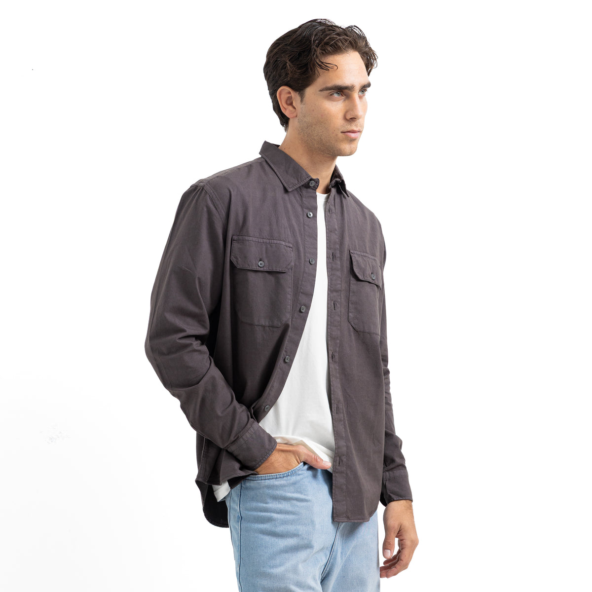 Shirt L/S Basic 2 Pockets-SH-208-W25