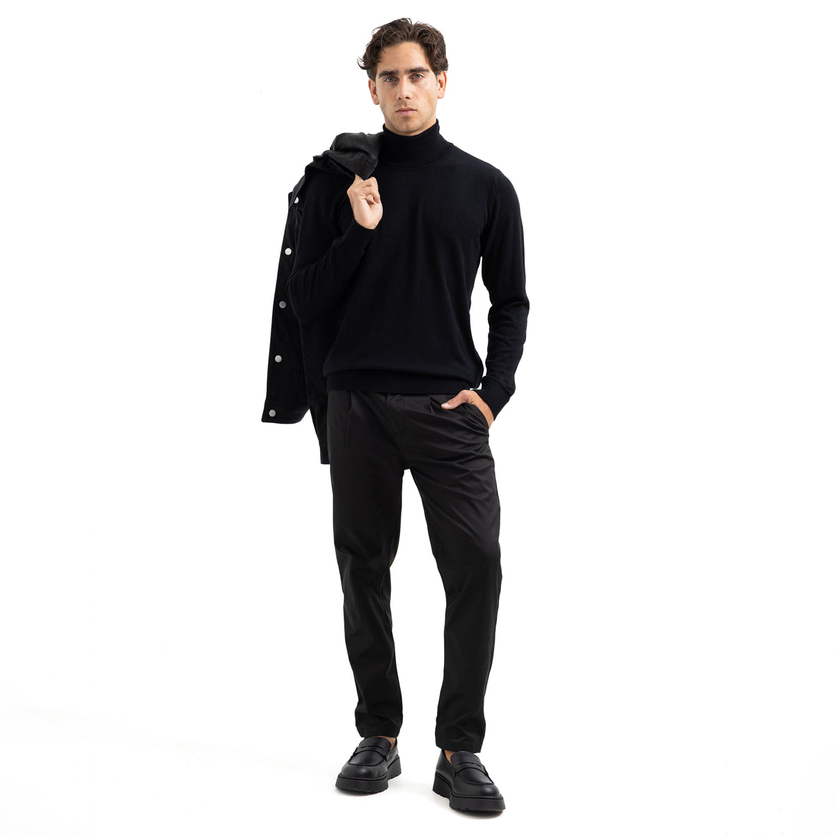 Regular Fit Basic High-Neck Pullover