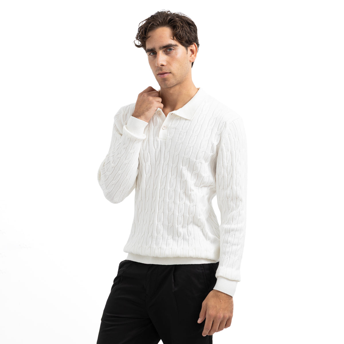 Regular Fit Polo Button Pullover