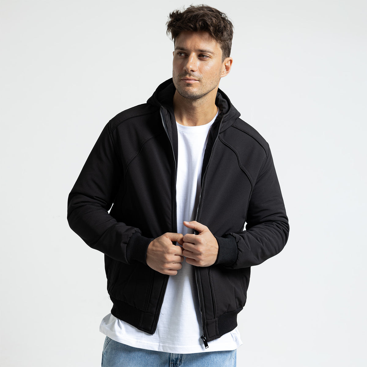 Jacket Zippered Hoodie Basic 2 Pockets-JA-06-W25